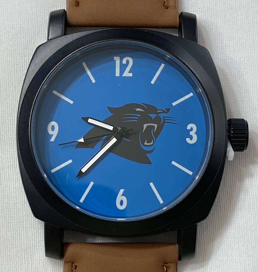 Carolina Panthers Men's Sparo The Knight Series Brown Leather Strap Watch